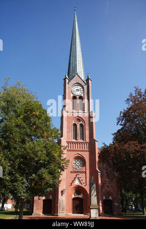 Église protestante, frein de stationnement, district Wesermarsch, Basse-Saxe, Allemagne, Europe Banque D'Images