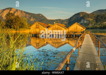 Kochelsee avec vue sur Italia et Heimgarten, Haute-Bavière, Bavière, Allemagne Banque D'Images