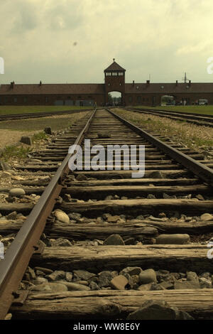 La voie de chemin de fer d'Auschwitz-Birkenau Banque D'Images