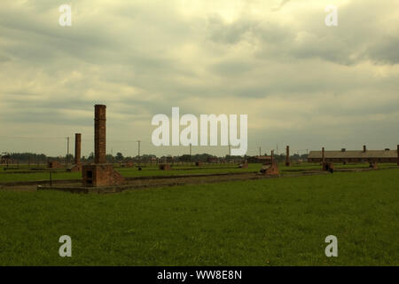 Des vestiges de bâtiments à Auschwitz Crematorium Banque D'Images