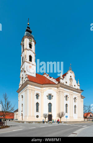 Allemagne, Baden-WÃ¼rttemberg, Bad Schussenried, Steinhausen, église de pèlerinage de Notre-Dame et église paroissiale 'St. Peter et Paul', Master Builder ominikus "Zimmermann", considérée comme la plus belle église du village dans le monde. Banque D'Images