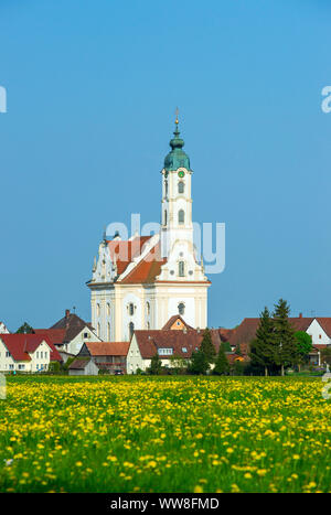 Allemagne, Baden-WÃ¼rttemberg, Bad Schussenried, Steinhausen, église de pèlerinage de Notre-Dame et église paroissiale 'St. Peter et Paul', Master Builder ominikus "Zimmermann", considérée comme la plus belle église du village dans le monde. Banque D'Images