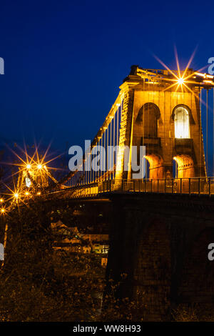 Le Pays de Galles, l'Anglesey, le Pont Suspendu de Menai Banque D'Images