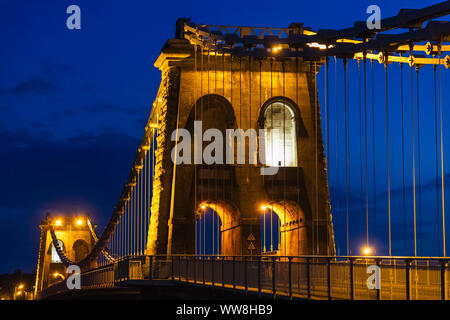 Le Pays de Galles, l'Anglesey, le Pont Suspendu de Menai Banque D'Images