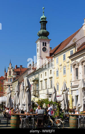 Maribor (Marburg an der Drau), de l'Hôtel de Ville, la peste Monument à Stajerska (Styrie), Slovénie Banque D'Images