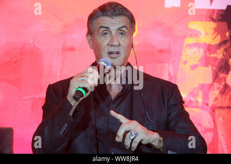 Sylvester Stallone pose pour des photos lors de Rambo : Last Blood film conférence de presse à l'hôtel quatre saison le 12 septembre 2019 à Mexico, Mexique (Photo par Francisco Morales/DAMMPHOTO) Banque D'Images