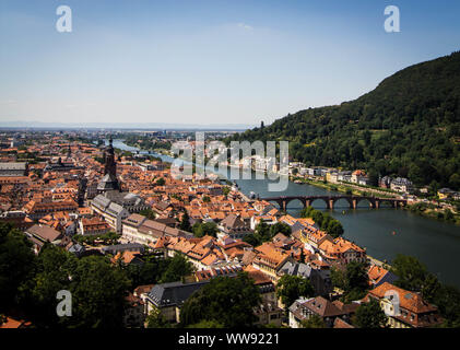 Vue sur le centre-ville de Heidelberg castle Banque D'Images