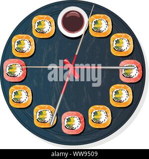 Nigiri seti Sush illustration isolé. Vue d'en haut. Illustration de Vecteur