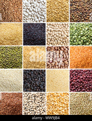Collage de différents légumes et céréales 20 close up Banque D'Images