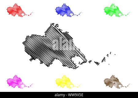 Région de Thessalie (Grèce, République Hellénique, Hellas) map vector illustration, croquis gribouillis d'Aeolia site Illustration de Vecteur