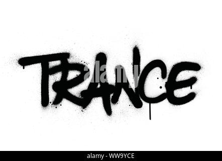 Trance graffiti mot pulvérisé en noir sur fond blanc Illustration de Vecteur