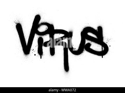 Virus graffiti mot pulvérisé en noir sur fond blanc Illustration de Vecteur