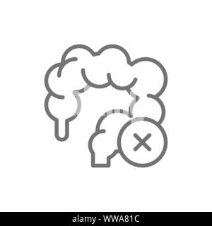 Les intestins, malsaines sur l'icône de la ligne de Colon. Isolé sur fond blanc Illustration de Vecteur