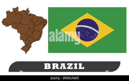 Carte et drapeau du Brésil Banque D'Images