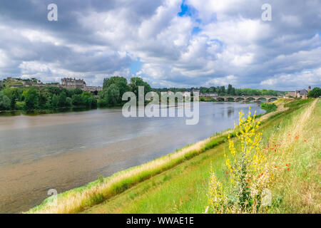 La France, la Loire avec la ville de Blois, beau paysage au printemps Banque D'Images