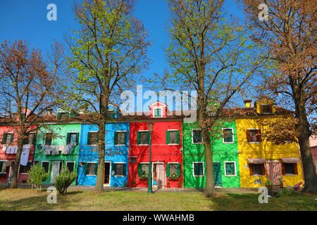 Maisons colorées sur l'île de Burano, lagune de Venise, Venise, Italie Banque D'Images