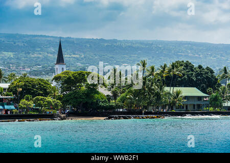 Hawai'i, la Grande Île, Kailua-Kona sur un Voggy Jour Banque D'Images