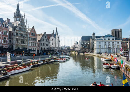 Centre historique de Gand, Flandre, Belgique, Union européenne. Banque D'Images