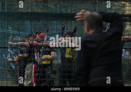 Kiev, Ukraine. 14Th Sep 2019. Anciens Combattants participent à la sélection pour l'équipe des Jeux Invictus ukrainiens à Kiev, Ukraine, le 14 septembre 2019. L'Ukraine sélectionne 20 membres de l'équipe nationale pour les Jeux de l'Équipe Nationale Internationale Invictus : Crédit Sergii Kharchenko/ZUMA/Alamy Fil Live News Banque D'Images