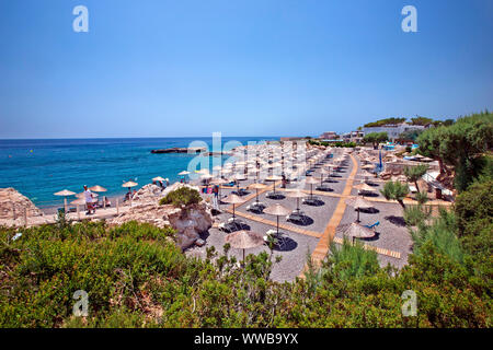 Delfini Beach plage (drapeau bleu décerné), entre Ferma et villages, Ierapetral Koutsounari Lassithi, Crète, Grèce. Banque D'Images