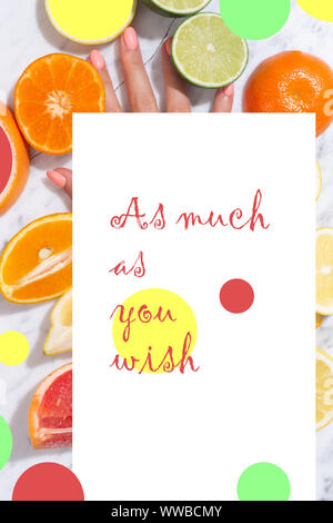 Collage à partir de différentes photos d'agrumes Banque D'Images