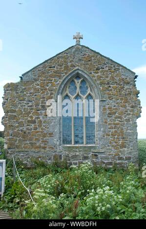 La chapelle de St Cuthbert sur l'île de Farne intérieure, Northumberland, Angleterre Banque D'Images