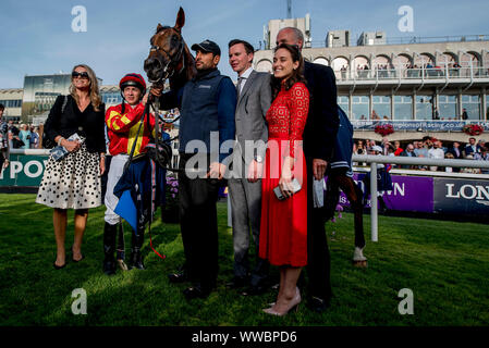 Dublin, Irlande. 14Th Sep 2019. 14 septembre 2019 : # 5 Iridessa, montée par Wayne Lordan, remporte la Fastnet Coolmore Stakes pendant un jour de semaine des Champions de l'Irlandais à l'hippodrome de Leopardstown à Dublin, Irlande. Scott Serio/Eclipse Sportswire/CSM/Alamy Live News Banque D'Images