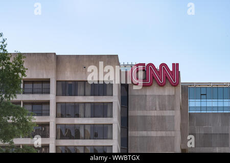 Atlanta, États-Unis - 20 Avril 2018 : Centre de CNN World Headquarters Building signer au centre-ville de New York City Banque D'Images