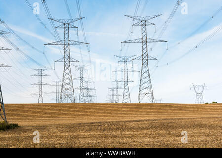 Champ hydro montrant les stations de pôle hydro Banque D'Images