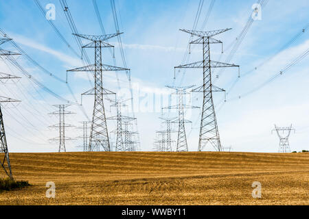 Champ hydro montrant les stations de pôle hydro Banque D'Images