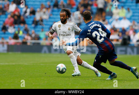 Madrid, Espagne. 14Th Sep 2019. Real Madrid CF's Marcelo Vieira vu en action au cours de l'espagnol La Liga match journée 4 entre le Real Madrid et Levante UD à Santiago Bernabeu à Madrid.(score final ; 3:2 Real Madrid Levante UD) Credit : SOPA/Alamy Images Limited Live News Banque D'Images