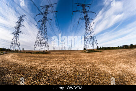 Champ hydro montrant les stations de pôle hydro Banque D'Images