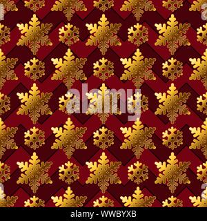 Flocons d'or sur rouge pour cadeau transparente texture background pattern papper Illustration de Vecteur