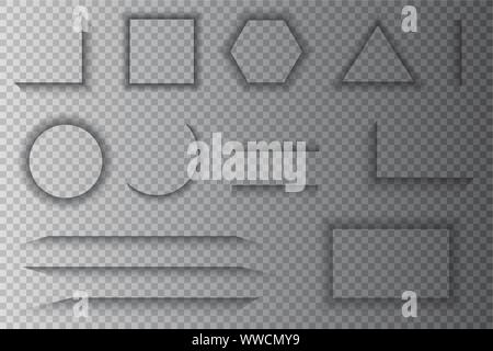 Page diviseur à l'ombres transparentes isolées. Séparation pages vector set. Illustration réaliste ombre transparente Illustration de Vecteur