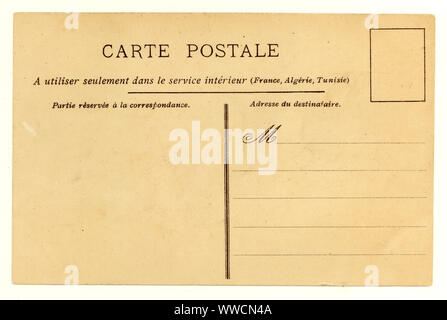 Inverse de la carte postale française du début des années 1900 à partir de 1903, non utilisé par la France Banque D'Images