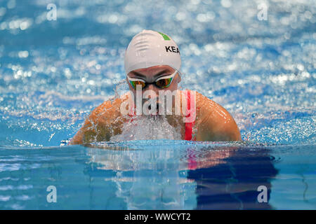 Londres, Royaume-Uni. 15 septembre 2019. Ellen Keane de République d'Irlande dans le 100m brasse SB8 au cours de 2019 Para natation Championnats du Monde - Jour 7 Allianz chauffe au London Aquatics Centre le dimanche, 15 septembre 2019. Londres en Angleterre. Credit : Taka G Wu/Alamy Live News Banque D'Images