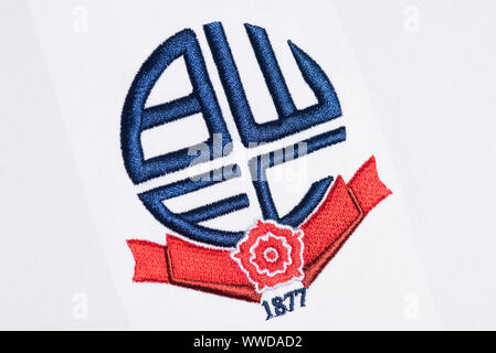 Close up of Bolton Wanderers FC badge Banque D'Images