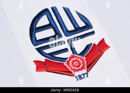 Close up of Bolton Wanderers FC badge Banque D'Images