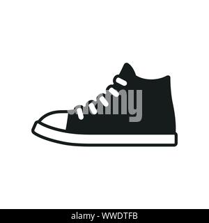 Classique noir et blanc logo ou icône de l'espadrille. Symbole simple toile de la chaussure de sport. Vector clip art illustration isolé. Illustration de Vecteur