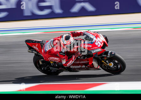 15 septembre 2019 ; Misano World Circuit Marco Simoncelli, Santa Monica Cella, Italie, Saint-Marin, MotoGP GP, jour de la course ; Michele Pirro (Mission Winnow Ducati) Banque D'Images