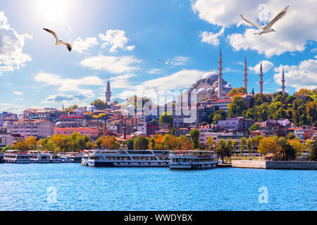 La Mosquée de Suleymaniye, belle vue de la Corne d'inlet, Istanbul, Turquie Banque D'Images