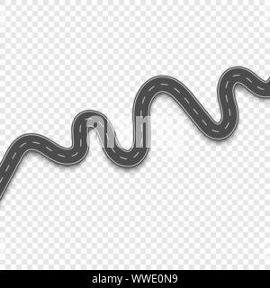 Routes avec des rayures blanches sur un fond transparent. Définir les routes courbes Illustration de Vecteur