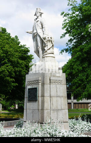 Le capitaine James Cook statue, Victoria Square, Christchurch, Nouvelle-Zélande Banque D'Images