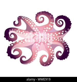Octopus isolé sur fond blanc, des fruits de mer, des animaux marins, sous l'illustration vectorielle. Illustration de Vecteur