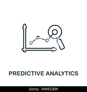 Icône Description L'analyse prédictive. Fine ligne de l'élément concept collection icônes de crm. L'analyse prédictive pour l'icône de création d'applications mobiles et Web Illustration de Vecteur