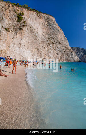 Plage de Porto Katsiki, Lefkada, Grèce l'île de Lefkas / Banque D'Images