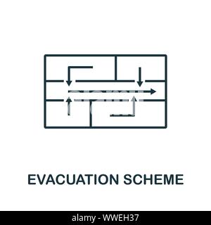 Système d'évacuation d'icône sommaire. Fine ligne de l'élément de la sécurité incendie concept collection d'icônes. Système d'évacuation de l'icône de création d'applications mobiles et Web Illustration de Vecteur