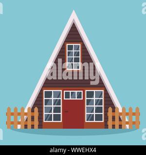 Maison de pays scandinaves isolés dans la caricature télévision style. Illustration de Vecteur