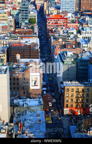 Vue aérienne de SoHo, Tribeca avec Abri international, East Village, West Village, et Midtown Manhattan dans la distance, le 6 août, 2019 à New York, USA. (