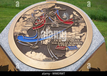 Close-up de repère historique sur le Grand Dérangement, la déportation des Acadiens. Marqueur est situé à Port-la-Joye-Fort-Amherst. Banque D'Images